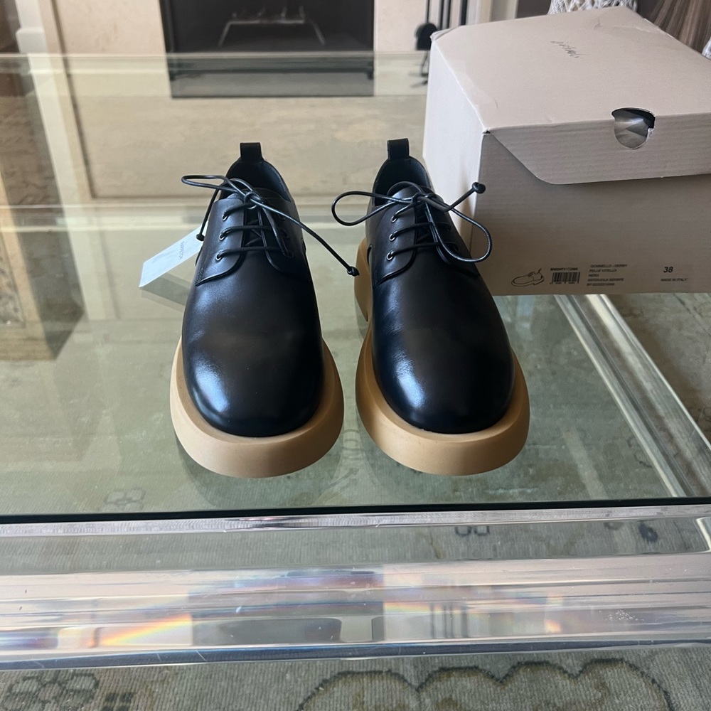 Marsell Derby shoes black with tan soles. Size 38 NWT - Picture 8 of 10